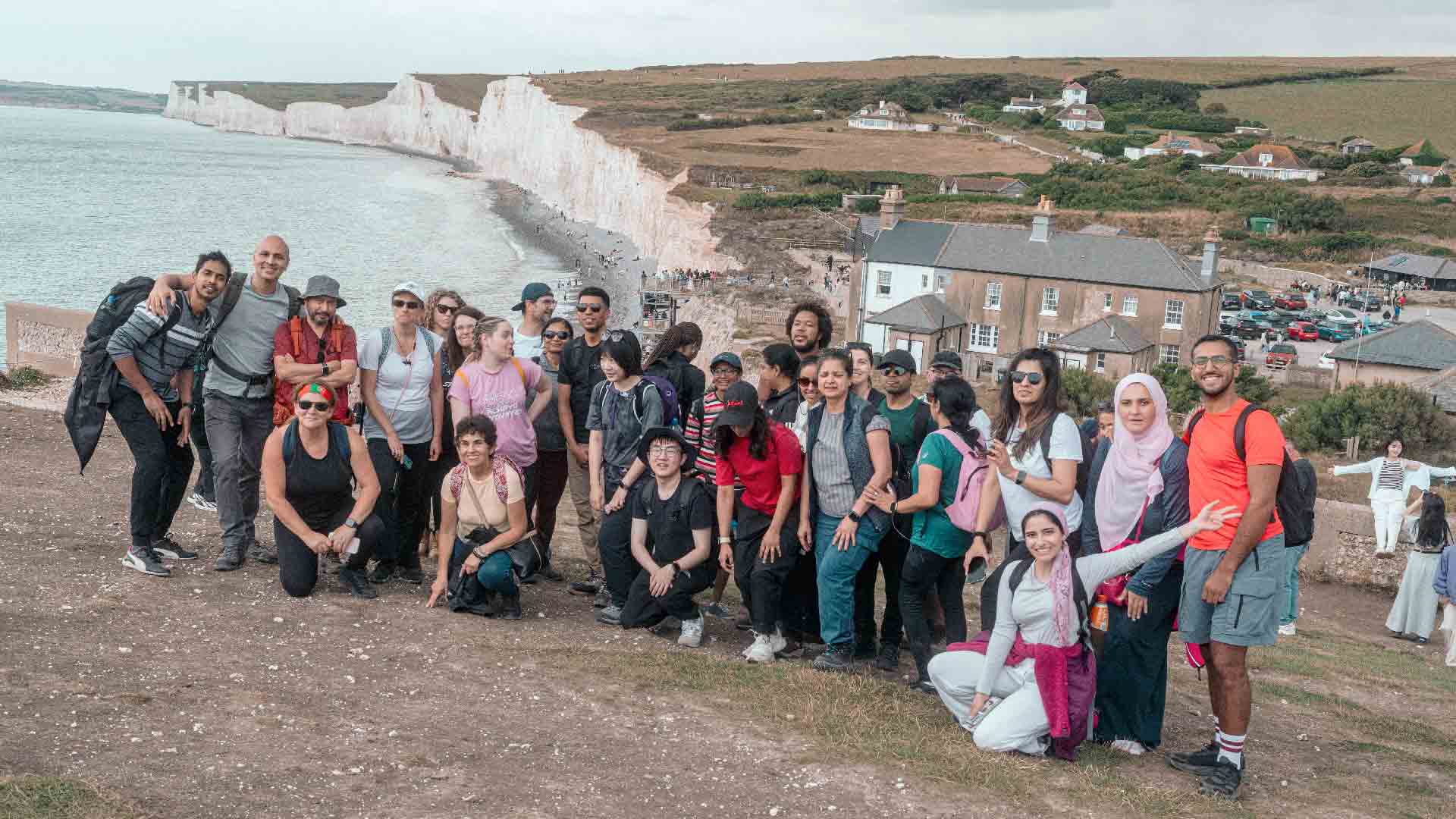 Hiking in London Club, Seven Sisters Cliff Walk, group hike UK, British hiking club, outdoor adventure, walking trail, East Sussex, hiking event, scenic landscape, Spartans, hiking community