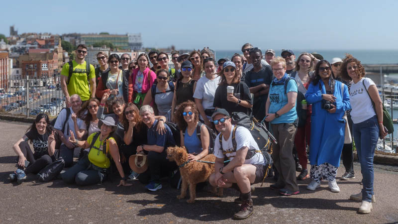 hiking in london youth, young hikers london, spartans hiking club, inclusive hiking london, seaside hike group photo, outdoor activities london