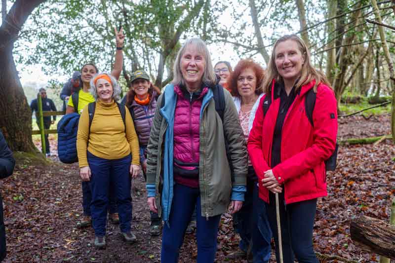 View upcoming Hiking in London events. Group of hikers on a woodland path during a Hiking in London walk.