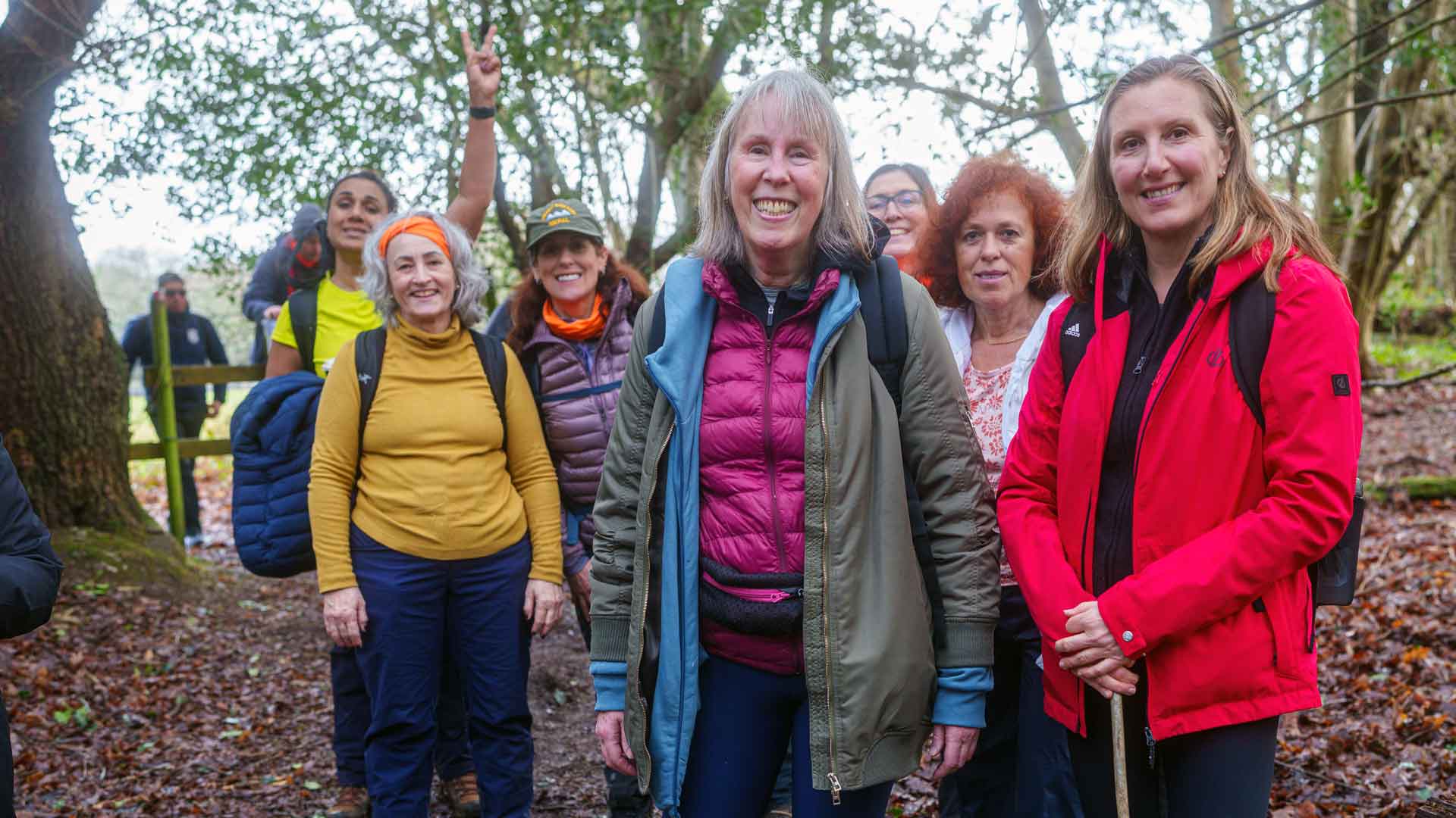 View upcoming Hiking in London events. Group of hikers on a woodland path during a Hiking in London walk.