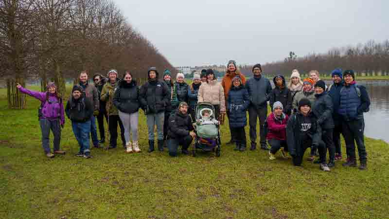 Hiking in London group enjoying a winter walk Group of hikers from Hiking in London on a winter walk in the park
